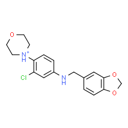 ChemSpider 2D Image | 4-{4-[(1,3-Benzodioxol-5-ylmethyl)amino]-2-chlorophenyl}morpholin-4-ium | C18H20ClN2O3