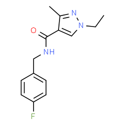 ChemSpider 2D Image | 1-Ethyl-N-(4-fluorobenzyl)-3-methyl-1H-pyrazole-4-carboxamide | C14H16FN3O