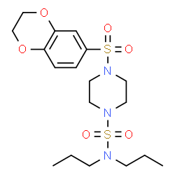 ChemSpider 2D Image | 4-(2,3-Dihydro-1,4-benzodioxin-6-ylsulfonyl)-N,N-dipropyl-1-piperazinesulfonamide | C18H29N3O6S2