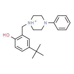 ChemSpider 2D Image | 1-[2-Hydroxy-5-(2-methyl-2-propanyl)benzyl]-4-phenylpiperazin-1-ium | C21H29N2O