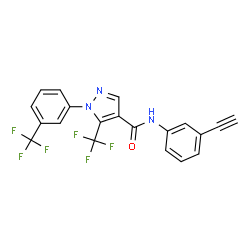 ChemSpider 2D Image | N-(3-Ethynylphenyl)-5-(trifluoromethyl)-1-[3-(trifluoromethyl)phenyl]-1H-pyrazole-4-carboxamide | C20H11F6N3O