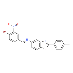 ChemSpider 2D Image | N-[(E)-(4-Bromo-3-nitrophenyl)methylene]-2-(4-methylphenyl)-1,3-benzoxazol-5-amine | C21H14BrN3O3