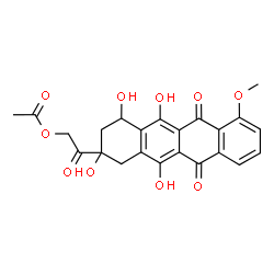 ChemSpider 2D Image | 2-Oxo-2-(2,4,5,12-tetrahydroxy-7-methoxy-6,11-dioxo-1,2,3,4,6,11-hexahydro-2-tetracenyl)ethyl acetate | C23H20O10