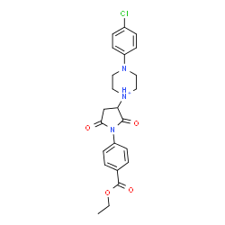 ChemSpider 2D Image | 4-(4-Chlorophenyl)-1-{1-[4-(ethoxycarbonyl)phenyl]-2,5-dioxo-3-pyrrolidinyl}piperazin-1-ium | C23H25ClN3O4
