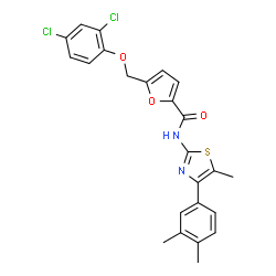 ChemSpider 2D Image | 5-[(2,4-Dichlorophenoxy)methyl]-N-[4-(3,4-dimethylphenyl)-5-methyl-1,3-thiazol-2-yl]-2-furamide | C24H20Cl2N2O3S