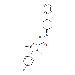 ChemSpider 2D Image | 1-(4-Fluorophenyl)-2,5-dimethyl-N'-(4-phenylcyclohexylidene)-1H-pyrrole-3-carbohydrazide | C25H26FN3O