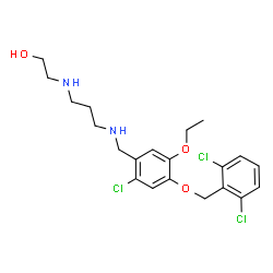 ChemSpider 2D Image | 2-{[3-({2-Chloro-4-[(2,6-dichlorobenzyl)oxy]-5-ethoxybenzyl}amino)propyl]amino}ethanol | C21H27Cl3N2O3