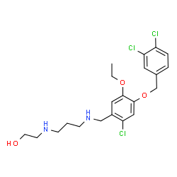 ChemSpider 2D Image | 2-{[3-({2-Chloro-4-[(3,4-dichlorobenzyl)oxy]-5-ethoxybenzyl}amino)propyl]amino}ethanol | C21H27Cl3N2O3