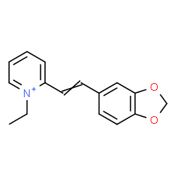 ChemSpider 2D Image | 2-[2-(1,3-Benzodioxol-5-yl)vinyl]-1-ethylpyridinium | C16H16NO2