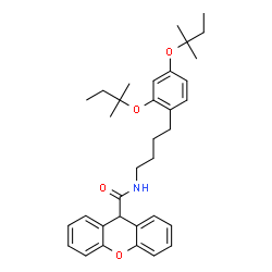 ChemSpider 2D Image | N-(4-{2,4-Bis[(2-methyl-2-butanyl)oxy]phenyl}butyl)-9H-xanthene-9-carboxamide | C34H43NO4