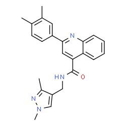 ChemSpider 2D Image | 2-(3,4-Dimethylphenyl)-N-[(1,3-dimethyl-1H-pyrazol-4-yl)methyl]-4-quinolinecarboxamide | C24H24N4O