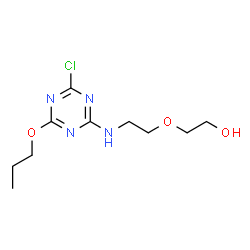 ChemSpider 2D Image | 2-{2-[(4-Chloro-6-propoxy-1,3,5-triazin-2-yl)amino]ethoxy}ethanol | C10H17ClN4O3
