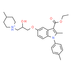 ChemSpider 2D Image | 1-(3-{[3-(Ethoxycarbonyl)-2-methyl-1-(4-methylphenyl)-1H-indol-5-yl]oxy}-2-hydroxypropyl)-4-methylpiperidinium | C28H37N2O4
