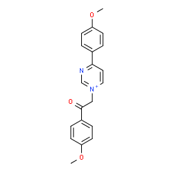 ChemSpider 2D Image | 4-(4-Methoxyphenyl)-1-[2-(4-methoxyphenyl)-2-oxoethyl]pyrimidin-1-ium | C20H19N2O3