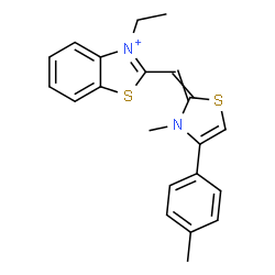 ChemSpider 2D Image | 3-Ethyl-2-{[3-methyl-4-(4-methylphenyl)-1,3-thiazol-2(3H)-ylidene]methyl}-1,3-benzothiazol-3-ium | C21H21N2S2