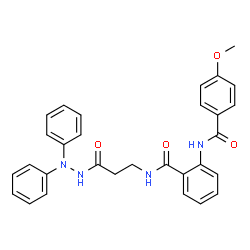 ChemSpider 2D Image | N-[3-(2,2-Diphenylhydrazino)-3-oxopropyl]-2-[(4-methoxybenzoyl)amino]benzamide | C30H28N4O4