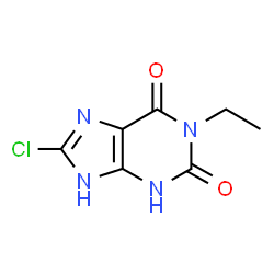 ChemSpider 2D Image | 8-Chloro-1-ethyl-3,9-dihydro-1H-purine-2,6-dione | C7H7ClN4O2
