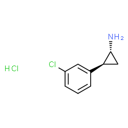 ChemSpider 2D Image | (1R,2S)-2-(3-Chlorophenyl)cyclopropanamine hydrochloride (1:1) | C9H11Cl2N