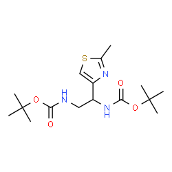 ChemSpider 2D Image | Bis(2-methyl-2-propanyl) [1-(2-methyl-1,3-thiazol-4-yl)-1,2-ethanediyl]biscarbamate | C16H27N3O4S