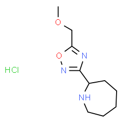 ChemSpider 2D Image | 2-[5-(Methoxymethyl)-1,2,4-oxadiazol-3-yl]azepane hydrochloride (1:1) | C10H18ClN3O2