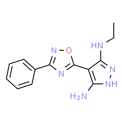 ChemSpider 2D Image | N~3~-Ethyl-4-(3-phenyl-1,2,4-oxadiazol-5-yl)-1H-pyrazole-3,5-diamine | C13H14N6O