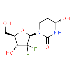 ChemSpider 2D Image | (4S)-1-(2-Deoxy-2,2-difluoro-beta-D-erythro-pentofuranosyl)-4-hydroxytetrahydro-2(1H)-pyrimidinone | C9H14F2N2O5