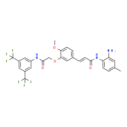 ChemSpider 2D Image | (2E)-N-(2-Amino-4-methylphenyl)-3-[3-(2-{[3,5-bis(trifluoromethyl)phenyl]amino}-2-oxoethoxy)-4-methoxyphenyl]acrylamide | C27H23F6N3O4