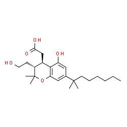 ChemSpider 2D Image | [(3R,4R)-5-Hydroxy-3-(2-hydroxyethyl)-2,2-dimethyl-7-(2-methyl-2-octanyl)-3,4-dihydro-2H-chromen-4-yl]acetic acid | C24H38O5