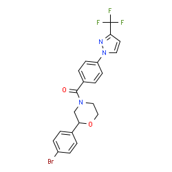 ChemSpider 2D Image | [2-(4-Bromophenyl)-4-morpholinyl]{4-[3-(trifluoromethyl)-1H-pyrazol-1-yl]phenyl}methanone | C21H17BrF3N3O2