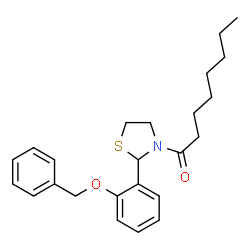 ChemSpider 2D Image | 1-{2-[2-(Benzyloxy)phenyl]-1,3-thiazolidin-3-yl}-1-octanone | C24H31NO2S