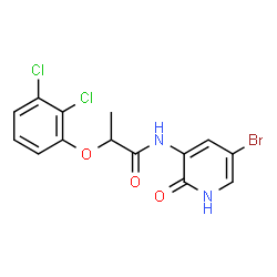 ChemSpider 2D Image | N-(5-Bromo-2-oxo-1,2-dihydro-3-pyridinyl)-2-(2,3-dichlorophenoxy)propanamide | C14H11BrCl2N2O3