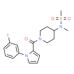 ChemSpider 2D Image | N-(1-{[1-(3-Iodophenyl)-1H-pyrrol-2-yl]carbonyl}-4-piperidinyl)-N-methylmethanesulfonamide | C18H22IN3O3S