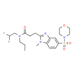 ChemSpider 2D Image | N-(2,2-Difluoroethyl)-3-[1-methyl-5-(4-morpholinylsulfonyl)-1H-benzimidazol-2-yl]-N-propylpropanamide | C20H28F2N4O4S