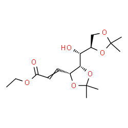 ChemSpider 2D Image | Ethyl 3-{(4R,5S)-5-[(R)-[(4R)-2,2-dimethyl-1,3-dioxolan-4-yl](hydroxy)methyl]-2,2-dimethyl-1,3-dioxolan-4-yl}acrylate | C16H26O7