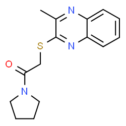 ChemSpider 2D Image | 2-[(3-Methyl-2-quinoxalinyl)sulfanyl]-1-(1-pyrrolidinyl)ethanone | C15H17N3OS