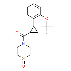 ChemSpider 2D Image | (1-Oxido-4-thiomorpholinyl){2-[2-(trifluoromethoxy)phenyl]cyclopropyl}methanone | C15H16F3NO3S