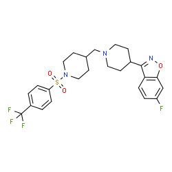 ChemSpider 2D Image | 6-Fluoro-3-{1-[(1-{[4-(trifluoromethyl)phenyl]sulfonyl}-4-piperidinyl)methyl]-4-piperidinyl}-1,2-benzoxazole | C25H27F4N3O3S