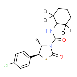 ChemSpider 2D Image | (4S,5S)-5-(4-Chlorophenyl)-N-[(2,2,6,6-~2~H_4_)cyclohexyl]-4-methyl-2-oxo-1,3-thiazolidine-3-carboxamide | C17H17D4ClN2O2S