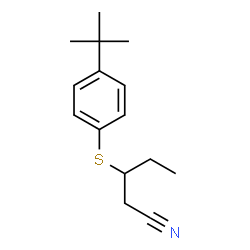 ChemSpider 2D Image | 3-{[4-(2-Methyl-2-propanyl)phenyl]sulfanyl}pentanenitrile | C15H21NS