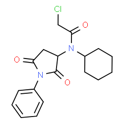 ChemSpider 2D Image | 2-Chloro-N-cyclohexyl-N-(2,5-dioxo-1-phenyl-3-pyrrolidinyl)acetamide | C18H21ClN2O3