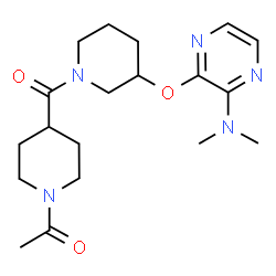 ChemSpider 2D Image | 1-{4-[(3-{[3-(Dimethylamino)-2-pyrazinyl]oxy}-1-piperidinyl)carbonyl]-1-piperidinyl}ethanone | C19H29N5O3