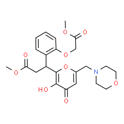 ChemSpider 2D Image | Methyl 3-[3-hydroxy-6-(4-morpholinylmethyl)-4-oxo-4H-pyran-2-yl]-3-[2-(2-methoxy-2-oxoethoxy)phenyl]propanoate | C23H27NO9