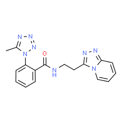 ChemSpider 2D Image | 2-(5-Methyl-1H-tetrazol-1-yl)-N-[2-([1,2,4]triazolo[4,3-a]pyridin-3-yl)ethyl]benzamide | C17H16N8O