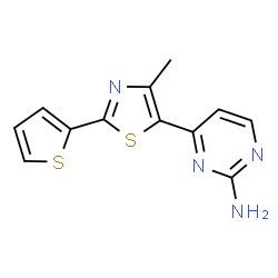ChemSpider 2D Image | 4-[4-Methyl-2-(2-thienyl)-1,3-thiazol-5-yl]-2-pyrimidinamine | C12H10N4S2