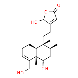 ChemSpider 2D Image | 5-Hydroxy-4-{2-[(1R,2S,4S,4aS,8aS)-4-hydroxy-5-(hydroxymethyl)-1,2,4a-trimethyl-1,2,3,4,4a,7,8,8a-octahydro-1-naphthalenyl]ethyl}-2(5H)-furanone | C20H30O5