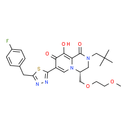 ChemSpider 2D Image | (4R)-2-(2,2-Dimethylpropyl)-7-[5-(4-fluorobenzyl)-1,3,4-thiadiazol-2-yl]-9-hydroxy-4-[(2-methoxyethoxy)methyl]-3,4-dihydro-2H-pyrido[1,2-a]pyrazine-1,8-dione | C26H31FN4O5S