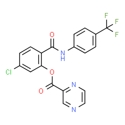 ChemSpider 2D Image | 5-Chloro-2-{[4-(trifluoromethyl)phenyl]carbamoyl}phenyl 2-pyrazinecarboxylate | C19H11ClF3N3O3
