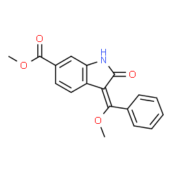 ChemSpider 2D Image | (E)-methyl 3-(methoxy(phenyl)methylene)-2-oxoindoline-6-carboxylate | C18H15NO4