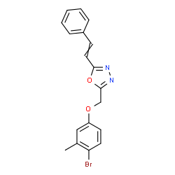 ChemSpider 2D Image | 2-[(4-Bromo-3-methylphenoxy)methyl]-5-(2-phenylvinyl)-1,3,4-oxadiazole | C18H15BrN2O2