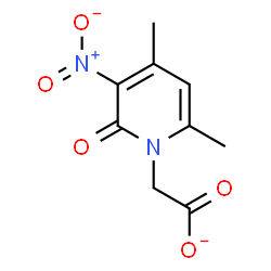 ChemSpider 2D Image | (4,6-Dimethyl-3-nitro-2-oxo-1(2H)-pyridinyl)acetate | C9H9N2O5
